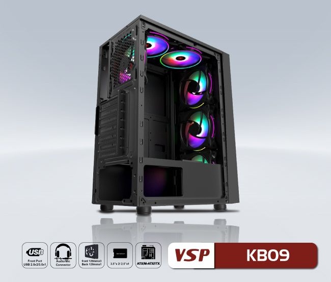 CASE VSP KB09 ĐEN 3 FAN RGB